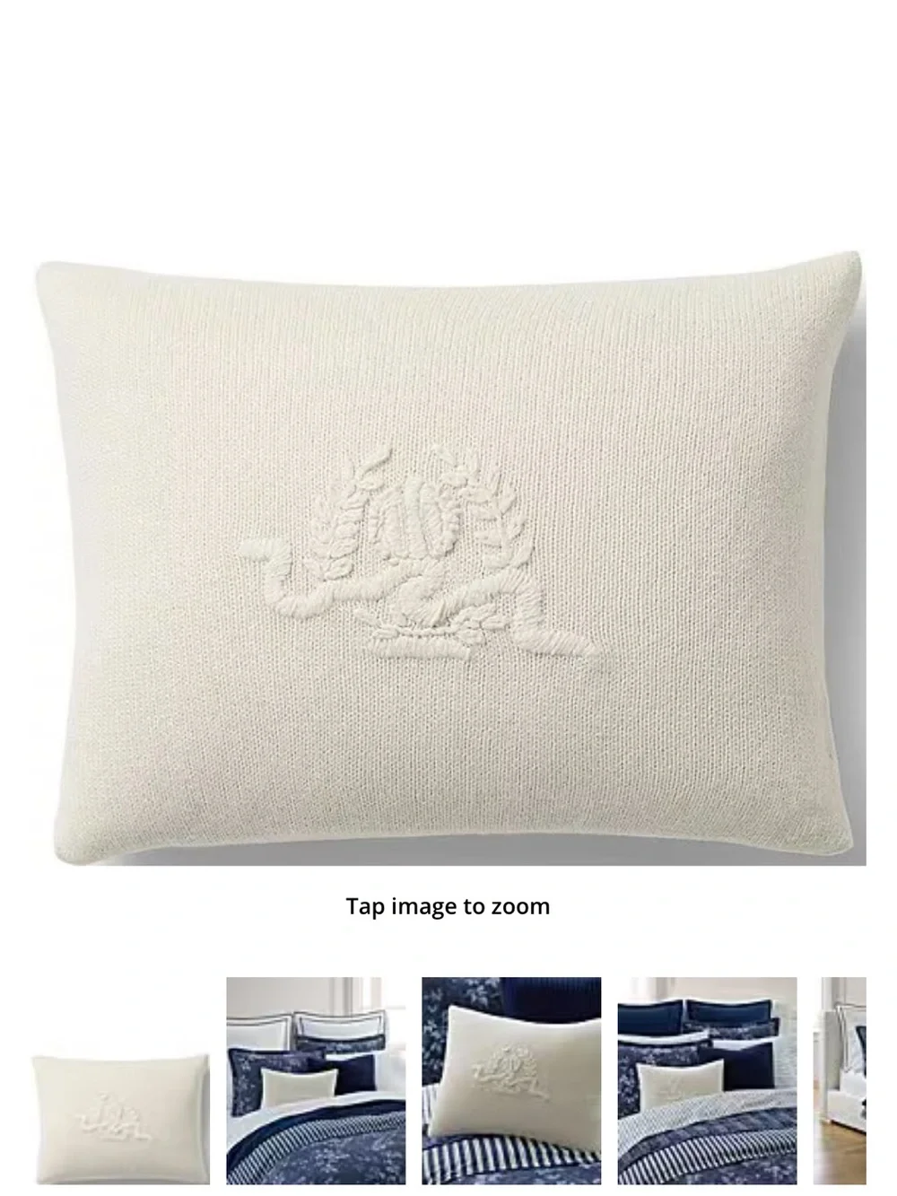 Ralph Lauren Lara crest knit pillows Ivory and stripe edge raffia pillow bundle